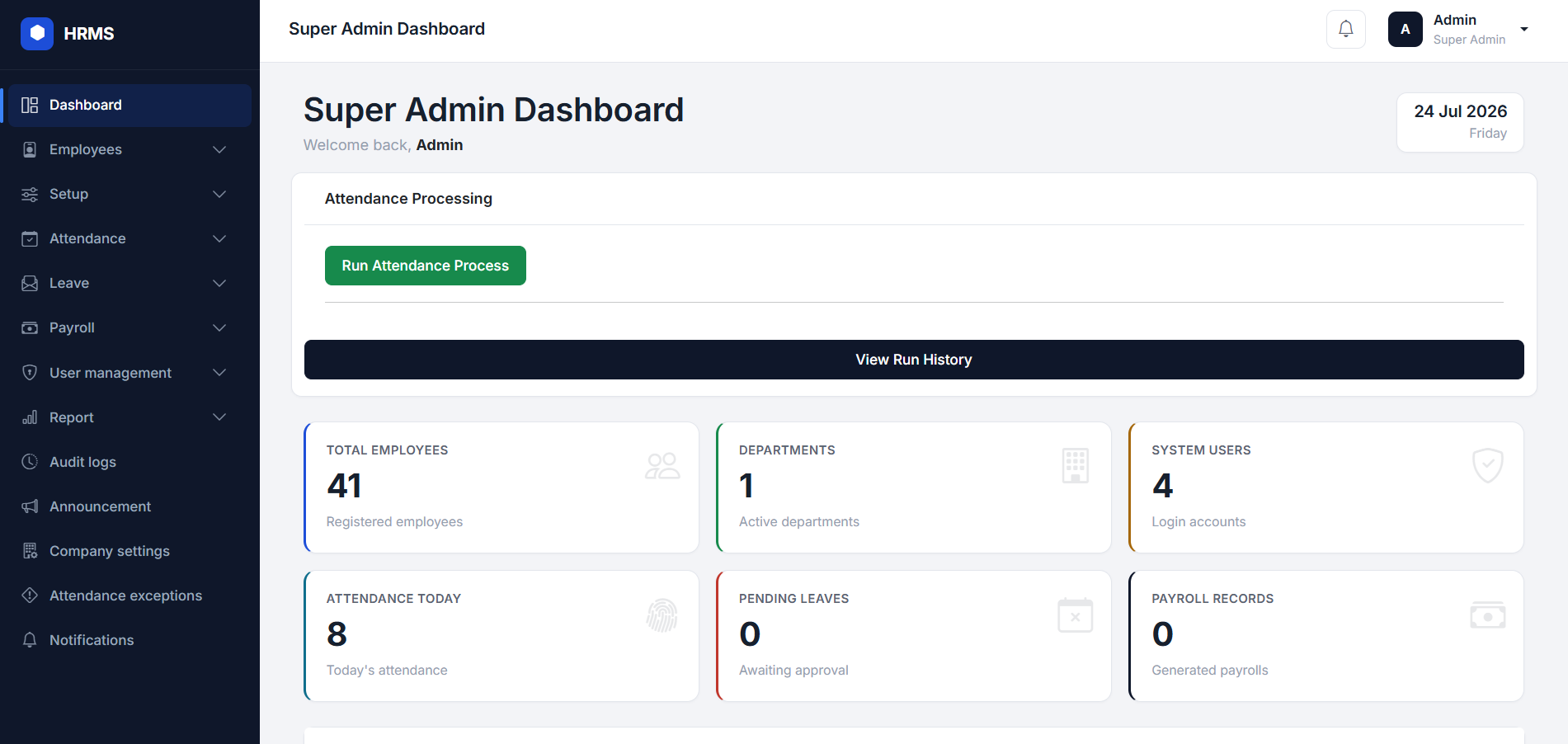 HRM & Biometric Attendance Management System